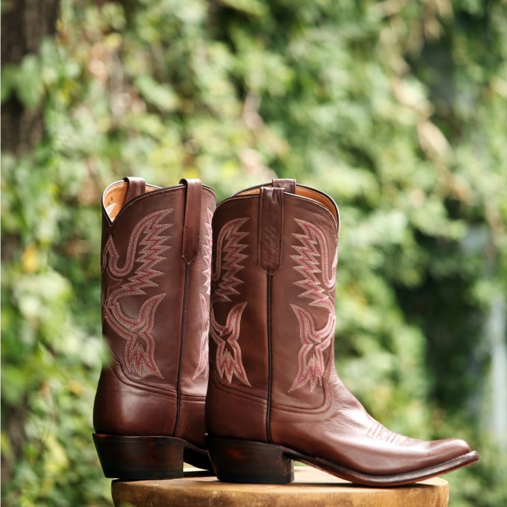 Miron Crosby Whiskey Embroidered Brown Heeled Cowboy Boots